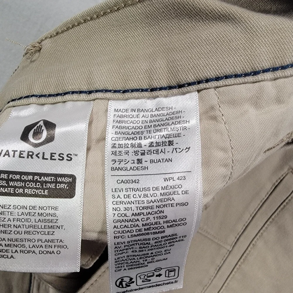 Levi's XX Chino Standard Taper Pants Mens 38x34 Khaki Solid Tapered Cotton Blend